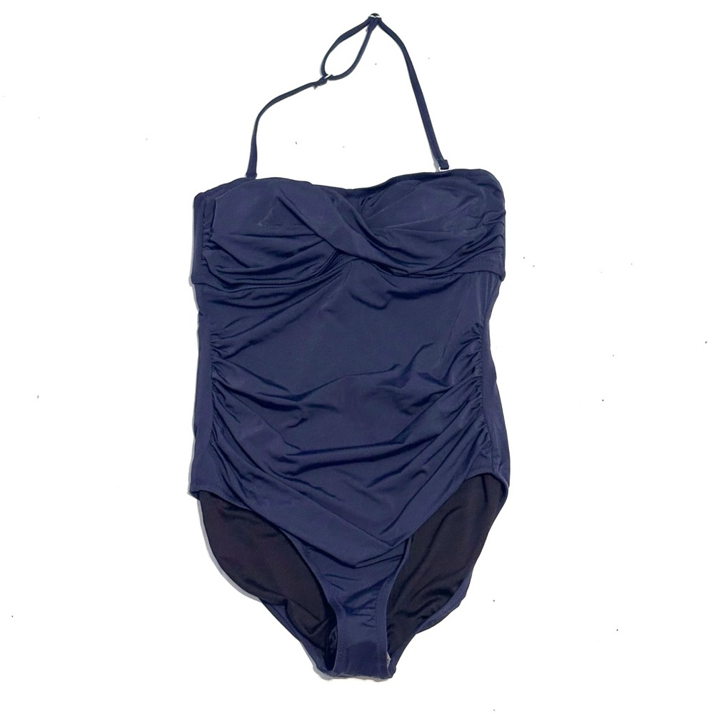 NWT Garnet Hill Ruched Bandeau One-Piece Swimsuit